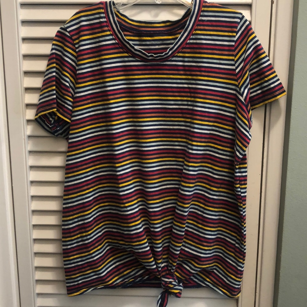 Madewell striped knotted front tee